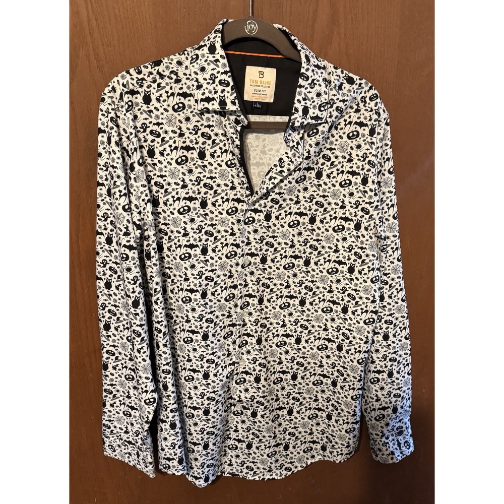 Tom Blaine Long Sleeve Slim Fit Halloween Shirt Sz L 16-16.5 Excellent Tb21